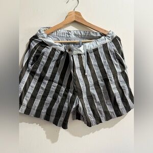 Brioni Men's Shorts with Black and White Stripes